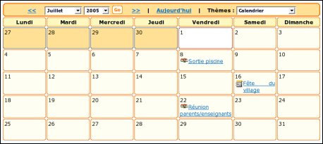 Agenda type calendrier